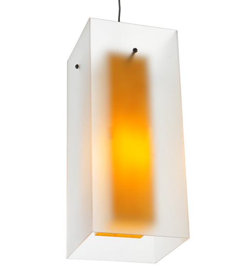 Meyda Lighting Quadrato 17" Timeless Bronze Shadow Box Pendant Light With Contrail Mist Idalight and Tawnyrock Idalight Shade Glass