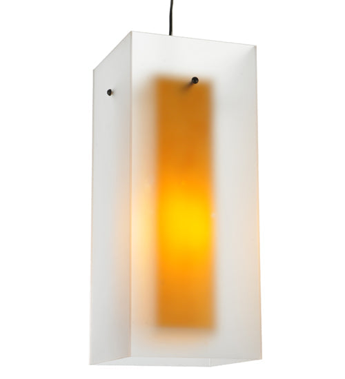 Meyda Lighting Quadrato 17" Timeless Bronze Shadow Box Pendant Light With Contrail Mist Idalight and Tawnyrock Idalight Shade Glass
