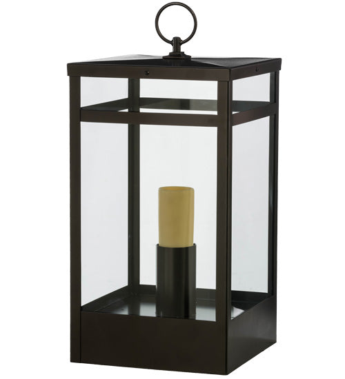 Meyda Lighting Quadrato 20" Oil Rubbed Bronze Campbell Outdoor Pier Mount Light With Clear Shade Glass