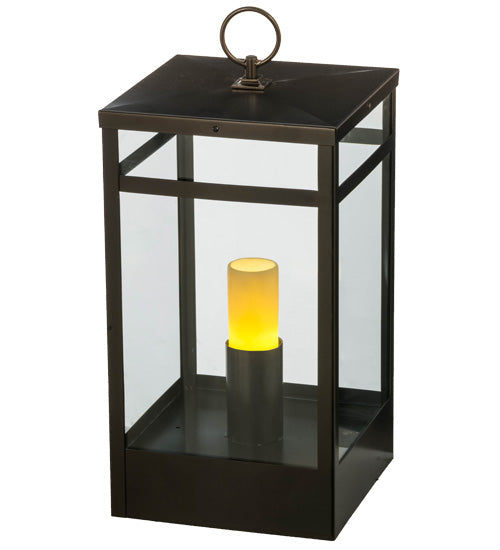 Meyda Lighting Quadrato 20" Oil Rubbed Bronze Campbell Outdoor Pier Mount Light With Clear Shade Glass