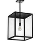 Meyda Lighting Quadrato 20" Textured Black Pendant Light With Clear Shade Glass