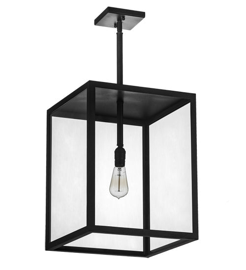 Meyda Lighting Quadrato 20" Textured Black Pendant Light With Clear Shade Glass