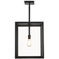 Meyda Lighting Quadrato 20" Textured Black Pendant Light With Clear Shade Glass