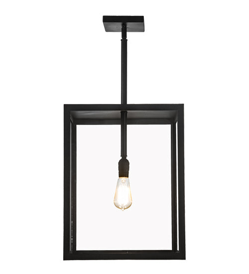 Meyda Lighting Quadrato 20" Textured Black Pendant Light With Clear Shade Glass