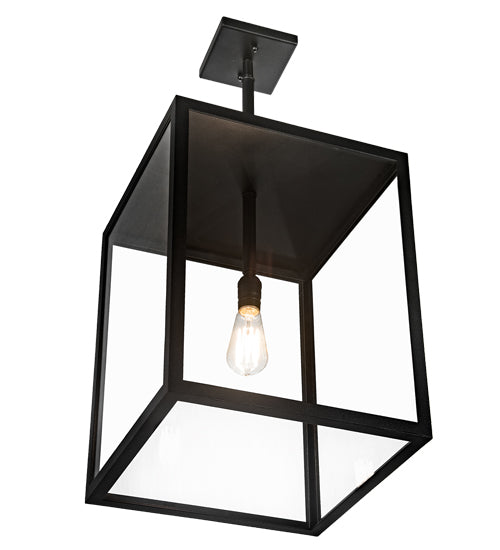 Meyda Lighting Quadrato 20" Textured Black Pendant Light With Clear Shade Glass