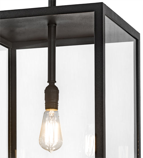 Meyda Lighting Quadrato 20" Textured Black Pendant Light With Clear Shade Glass