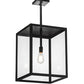 Meyda Lighting Quadrato 20" Textured Black Pendant Light With Clear Shade Glass
