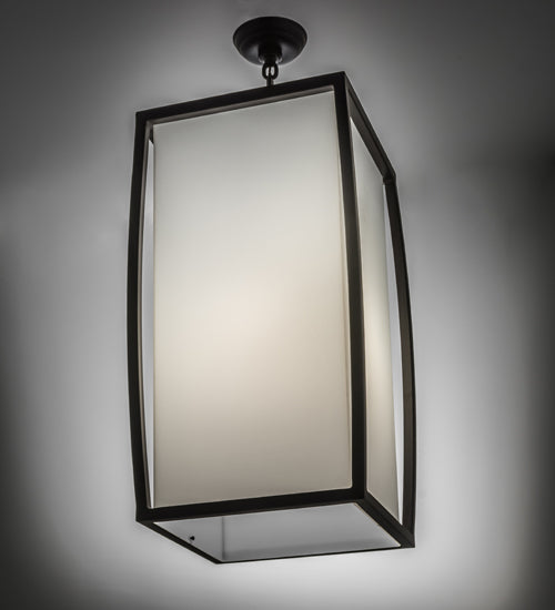 Meyda Lighting Quadrato 21" Oil Rubbed Bronze Kitzi Pendant Light With White Statuario Idalight Shade Glass