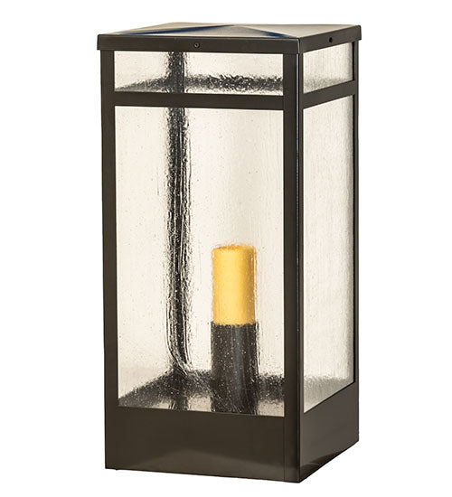 Meyda Lighting Quadrato 21" Oil Rubbed Bronze Outdoor Pier Mount Light With Clear Seeded Shade Glass
