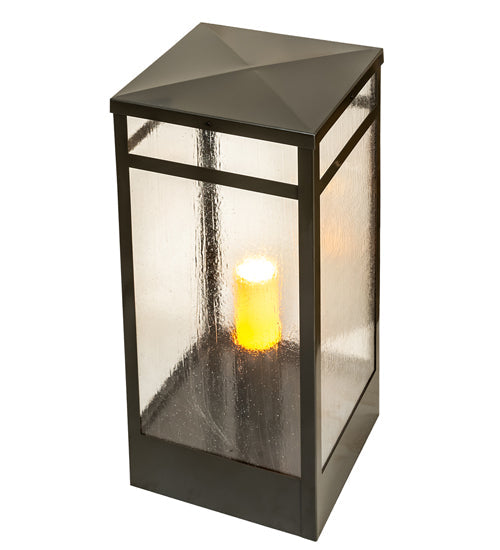 Meyda Lighting Quadrato 21" Oil Rubbed Bronze Outdoor Pier Mount Light With Clear Seeded Shade Glass