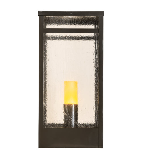 Meyda Lighting Quadrato 21" Oil Rubbed Bronze Outdoor Pier Mount Light With Clear Seeded Shade Glass