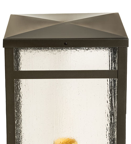 Meyda Lighting Quadrato 21" Oil Rubbed Bronze Outdoor Pier Mount Light With Clear Seeded Shade Glass