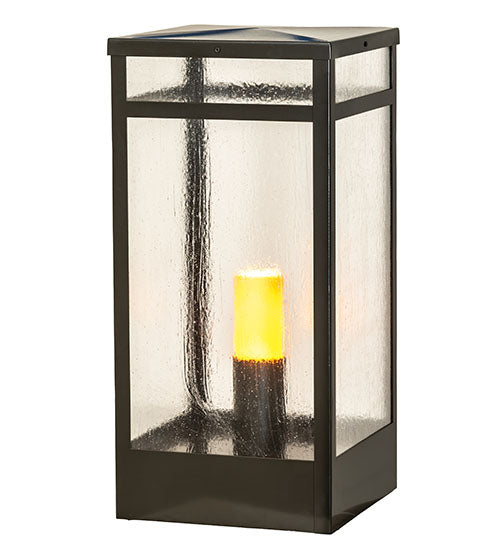 Meyda Lighting Quadrato 21" Oil Rubbed Bronze Outdoor Pier Mount Light With Clear Seeded Shade Glass