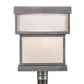 Meyda Lighting Quadrato 23" Pewter Outdoor Stack Post Mount Light With Clear Rainstone & Whitestone Idalight Shade Glass
