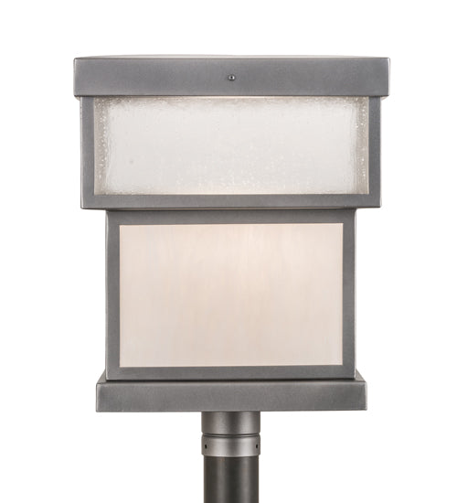 Meyda Lighting Quadrato 23" Pewter Outdoor Stack Post Mount Light With Clear Rainstone & Whitestone Idalight Shade Glass