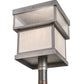 Meyda Lighting Quadrato 23" Pewter Outdoor Stack Post Mount Light With Clear Rainstone & Whitestone Idalight Shade Glass