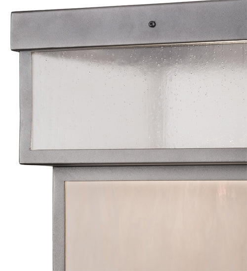 Meyda Lighting Quadrato 23" Pewter Outdoor Stack Post Mount Light With Clear Rainstone & Whitestone Idalight Shade Glass