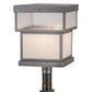Meyda Lighting Quadrato 23" Pewter Outdoor Stack Post Mount Light With Clear Rainstone & Whitestone Idalight Shade Glass