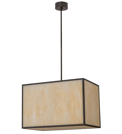 Meyda Lighting Quadrato 24" 4-Light Chestnut Kessler Pendant Light With Beige Sahara Taupe Idalight Shade Glass