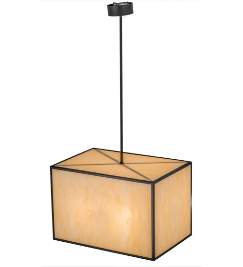 Meyda Lighting Quadrato 24" 4-Light Chestnut Kessler Pendant Light With Beige Sahara Taupe Idalight Shade Glass