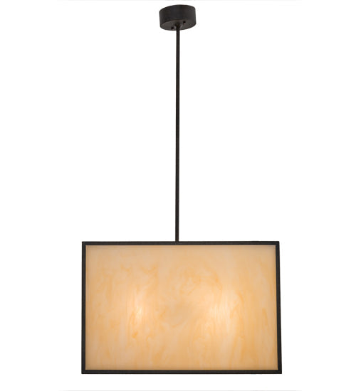Meyda Lighting Quadrato 24" 4-Light Chestnut Kessler Pendant Light With Beige Sahara Taupe Idalight Shade Glass