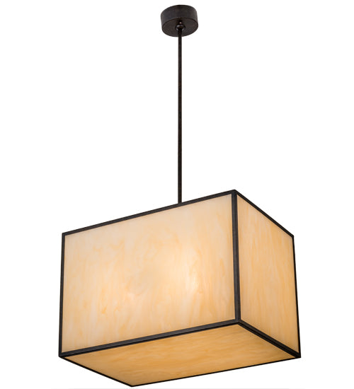 Meyda Lighting Quadrato 24" 4-Light Chestnut Kessler Pendant Light With Beige Sahara Taupe Idalight Shade Glass