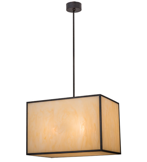 Meyda Lighting Quadrato 24" 4-Light Chestnut Kessler Pendant Light With Beige Sahara Taupe Idalight Shade Glass