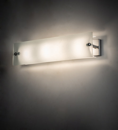 Meyda Lighting Quadrato 24" 4-Light Nickel Powder Coat Vanity Light With Frosted Clear Shade Glass