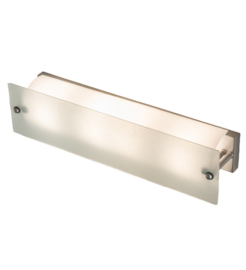 Meyda Lighting Quadrato 24" 4-Light Nickel Powder Coat Vanity Light With Frosted Clear Shade Glass