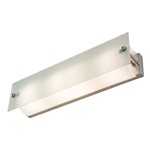 Meyda Lighting Quadrato 24" 4-Light Nickel Powder Coat Vanity Light With Frosted Clear Shade Glass