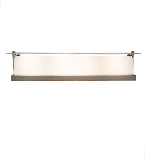 Meyda Lighting Quadrato 24" 4-Light Nickel Powder Coat Vanity Light With Frosted Clear Shade Glass
