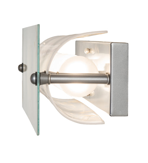 Meyda Lighting Quadrato 24" 4-Light Nickel Powder Coat Vanity Light With Frosted Clear Shade Glass