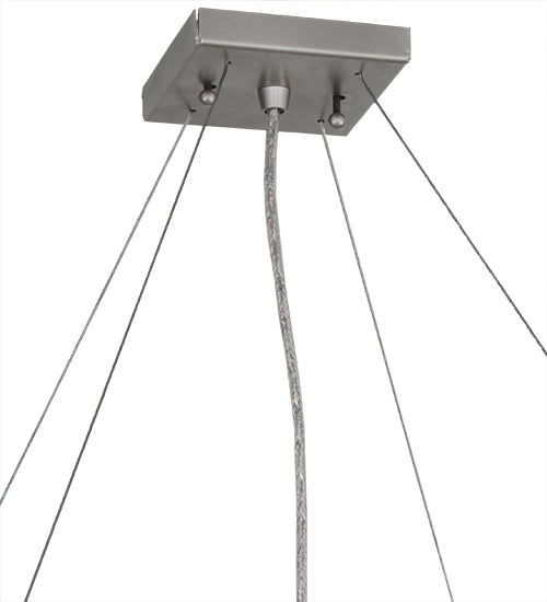 Meyda Lighting Quadrato 30" 12-Light Nickel Linne Pendant Light With Anna Cream Linen Textrene Shade