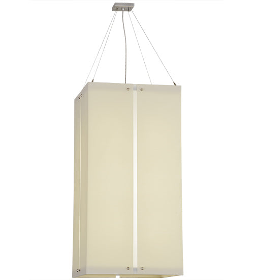 Meyda Lighting Quadrato 30" 12-Light Nickel Linne Pendant Light With Anna Cream Linen Textrene Shade