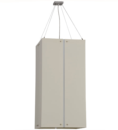 Meyda Lighting Quadrato 30" 12-Light Nickel Linne Pendant Light With Anna Cream Linen Textrene Shade