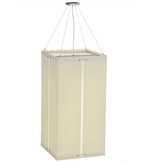 Meyda Lighting Quadrato 30" 12-Light Nickel Linne Pendant Light With Anna Cream Linen Textrene Shade