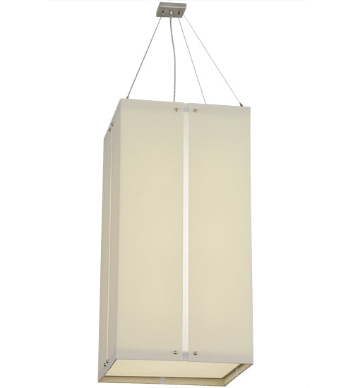 Meyda Lighting Quadrato 30" 12-Light Nickel Linne Pendant Light With Anna Cream Linen Textrene Shade