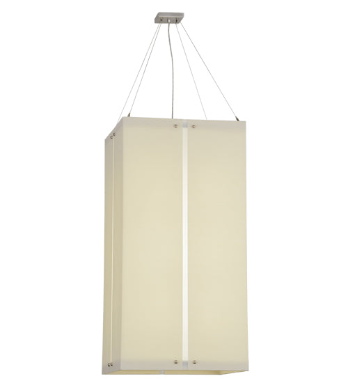 Meyda Lighting Quadrato 30" 12-Light Nickel Linne Pendant Light With Anna Cream Linen Textrene Shade