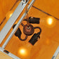 Meyda Lighting Quadrato 31" 3-Light Chrome Lange Pendant Light With Amber and Clear Seed Shade Glass