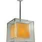 Meyda Lighting Quadrato 31" 3-Light Chrome Lange Pendant Light With Amber and Clear Seed Shade Glass