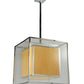 Meyda Lighting Quadrato 31" 3-Light Chrome Lange Pendant Light With Amber and Clear Seed Shade Glass