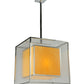 Meyda Lighting Quadrato 31" 3-Light Chrome Lange Pendant Light With Amber and Clear Seed Shade Glass