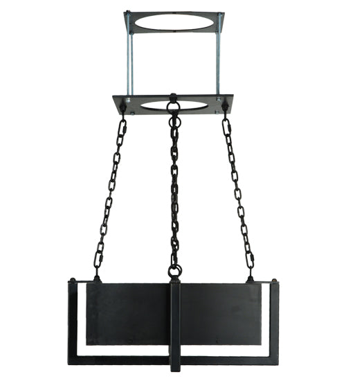 Meyda Lighting Quadrato 31" Natural Steel Brew Pendant Light With Frosted Clear Shade Glass