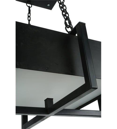 Meyda Lighting Quadrato 31" Natural Steel Brew Pendant Light With Frosted Clear Shade Glass
