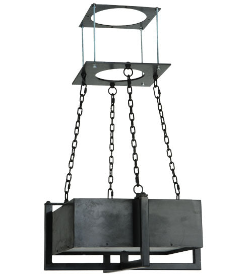 Meyda Lighting Quadrato 31" Natural Steel Brew Pendant Light With Frosted Clear Shade Glass