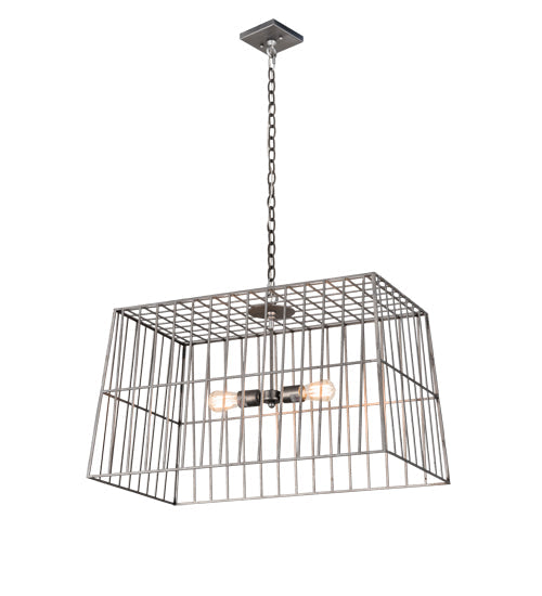 Meyda Lighting Quadrato 32" 2-Light Matte Clear Steel Golpe Pendant Light