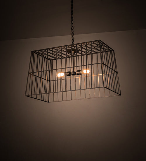 Meyda Lighting Quadrato 32" 2-Light Matte Clear Steel Golpe Pendant Light