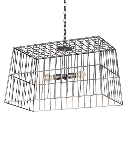 Meyda Lighting Quadrato 32" 2-Light Matte Clear Steel Golpe Pendant Light