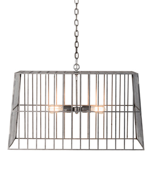 Meyda Lighting Quadrato 32" 2-Light Matte Clear Steel Golpe Pendant Light