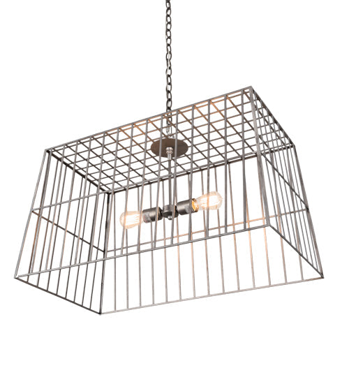 Meyda Lighting Quadrato 32" 2-Light Matte Clear Steel Golpe Pendant Light